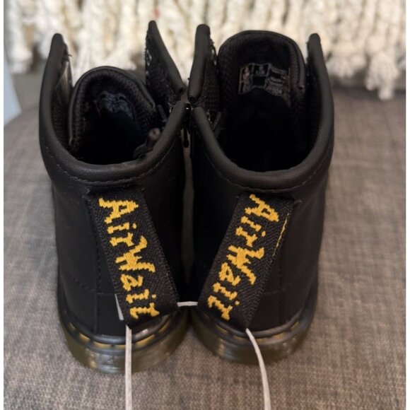 Doc Martens Toddler 9 Delaney Black Leather Combat Boots Zip Ankle Dr - Picture 5 of 9